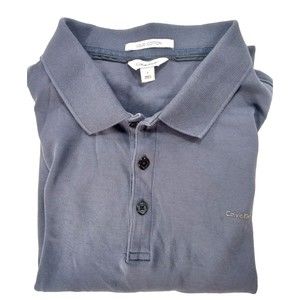 Calvin Klein Polo Shirt Liquid Cotton Short Sleeve Gray Collared Men's Size L